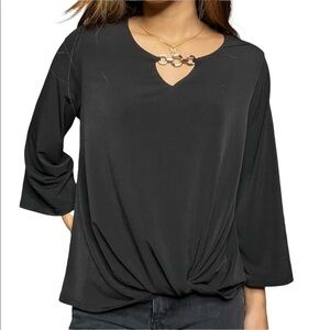 JM Collection Women’s‎ Black Knot Front Blouse Top Sz PM